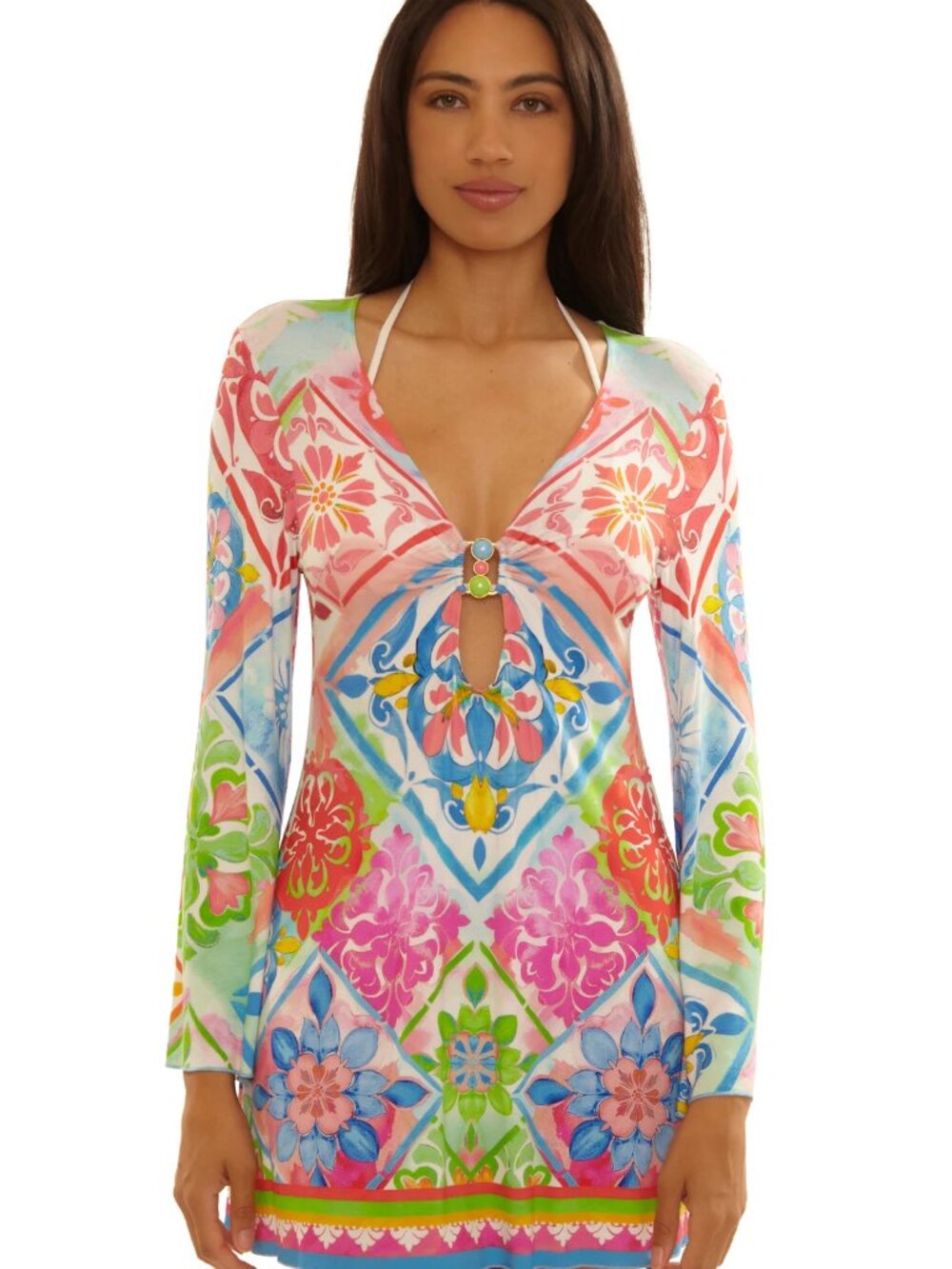 Becca Swim Mijas Print Knit Tunic Coverup in size Medium